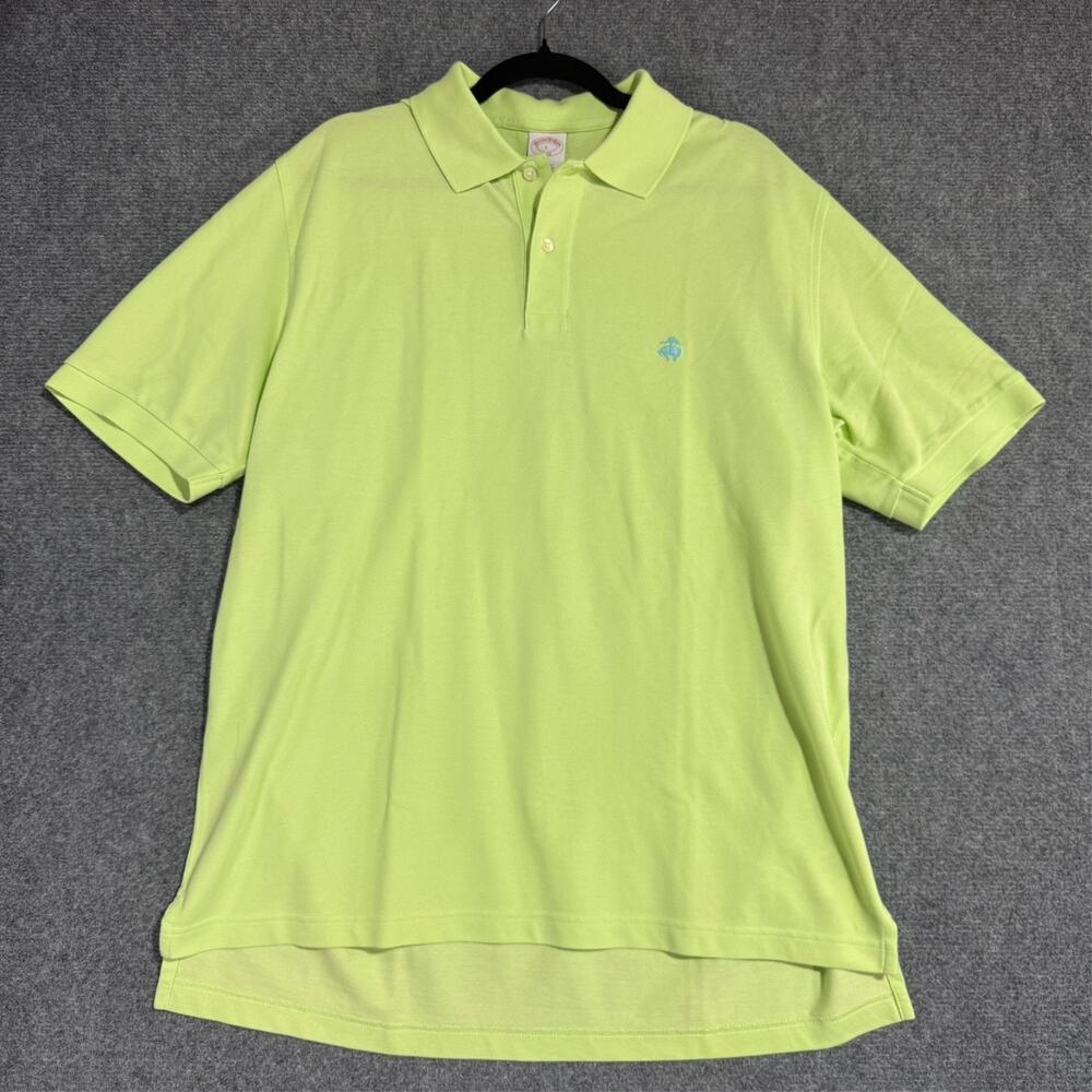 Brooks Brothers 364 Polo Shirt Mens Large Bright Lime Green Embroidered Logo